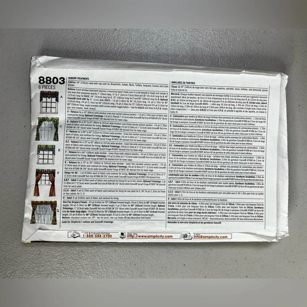 Simplicity 8803 home decor pattern, instructions and templates. CUT